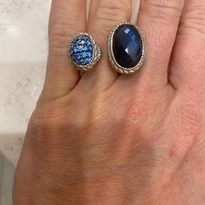 Judith Ripka Blue Quartz Pave Doublet Ring Size 6